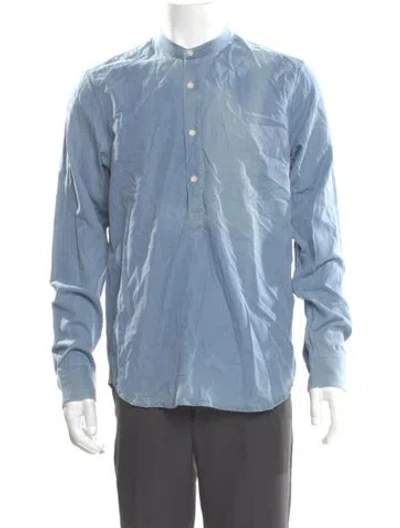 Pre-owned Sandro Striped Long Sleeve Shirt In Blue