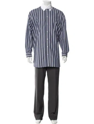 Pre-owned Sandro Striped Long Sleeve Shirt In Blue