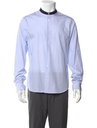 Pre-owned Sandro Striped Long Sleeve Shirt In Blue