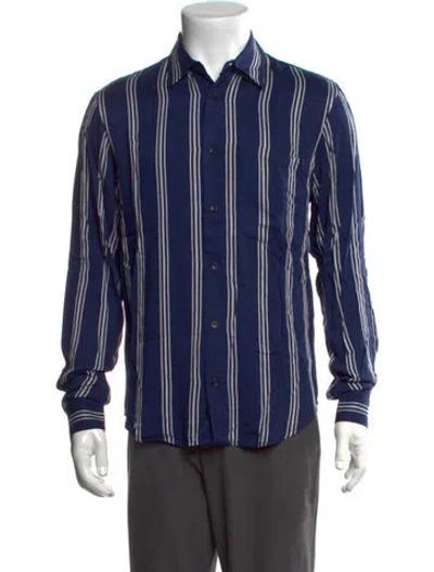 Pre-owned Sandro Striped Long Sleeve Shirt In Blue