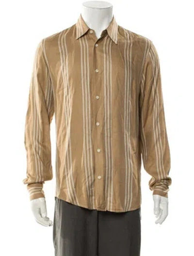 Pre-owned Sandro Striped Long Sleeve Shirt In Neutral