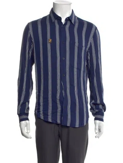 Pre-owned Sandro Striped Long Sleeve Shirt W/ Tags In Blue