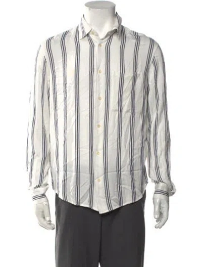 Pre-owned Sandro Striped Long Sleeve Shirt In White