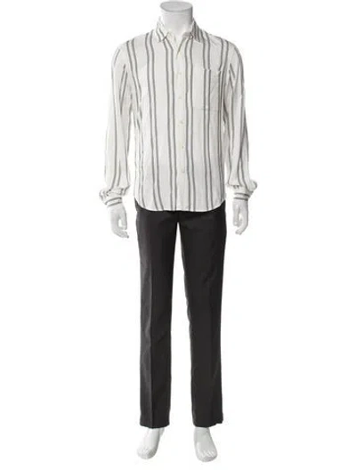 Pre-owned Sandro Striped Long Sleeve Shirt In White