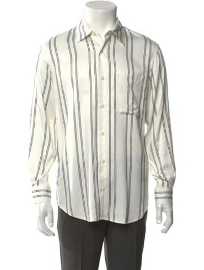 Pre-owned Sandro Striped Long Sleeve Shirt In White