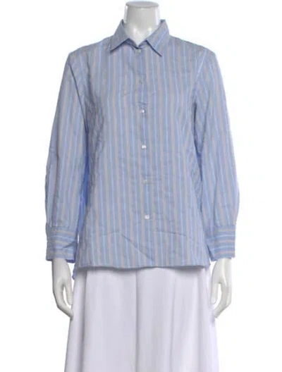 Pre-owned Sandro Striped Long Sleeve Top In Blue