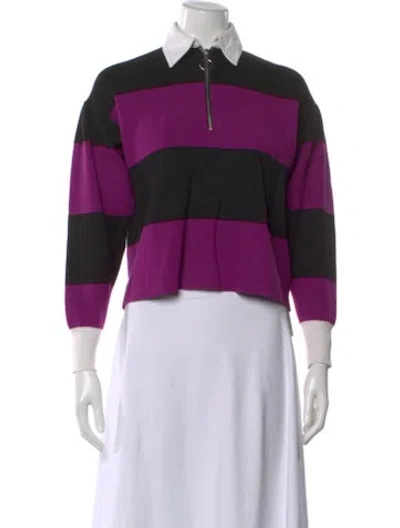 Pre-owned Sandro Striped Long Sleeve Top In Purple
