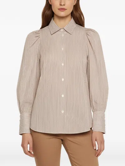 Pre-owned Sandro Striped Long-sleeve Shirt In Neutrals