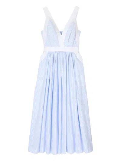 Sandro Striped Maxi Dress In Bleus