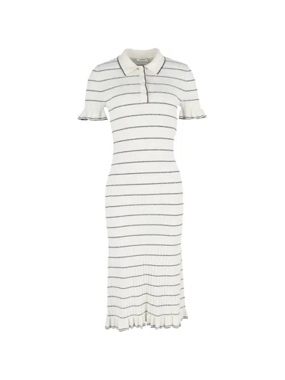 Pre-owned Sandro Striped Maxi Dress In Neutral