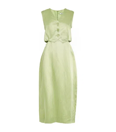 Sandro Pinstriped Lurex Midi Dress In Green | ModeSens