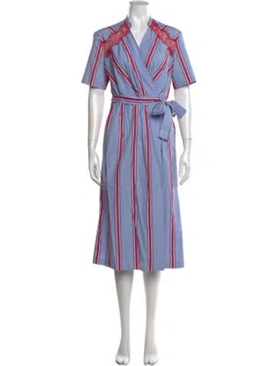 Pre-owned Sandro Striped Midi Length Dress In Blue