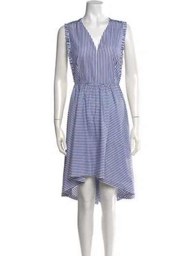 Pre-owned Sandro Striped Midi Length Dress In Blue/white