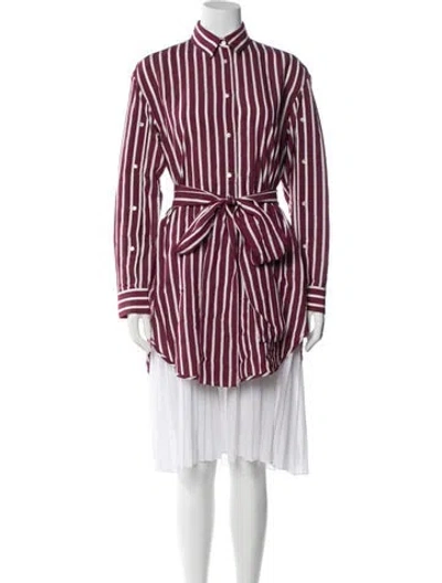Pre-owned Sandro Striped Midi Length Dress In Burgundy