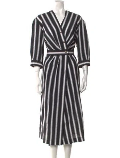 Pre-owned Sandro Striped Midi Length Dress In Gray