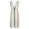 Sandro Striped Midi Length Dress In Multicolor Polyester In Multi