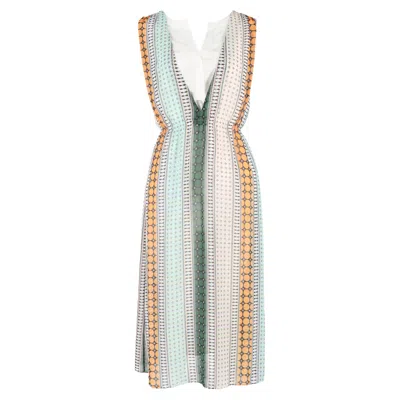 Pre-owned Sandro Striped Midi Length Dress In Multicolor Polyester