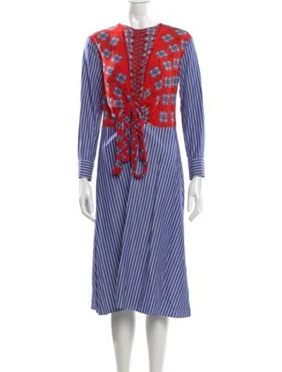 Pre-owned Sandro Striped Midi Length Dress In Neutral