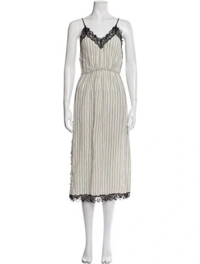 Pre-owned Sandro Striped Midi Length Dress In Neutral