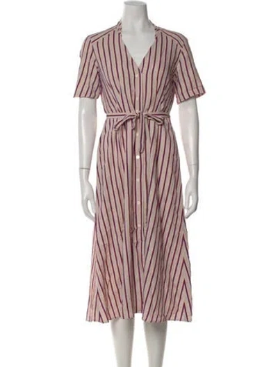 Pre-owned Sandro Striped Midi Length Dress In Neutral