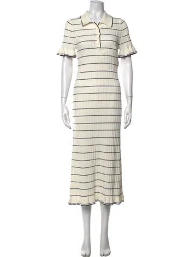 Pre-owned Sandro Striped Midi Length Dress In Neutrals