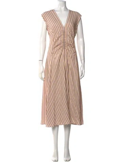 Pre-owned Sandro Striped Midi Length Dress In Pink