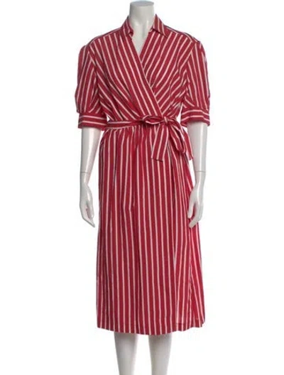 Pre-owned Sandro Striped Midi Length Dress In Red