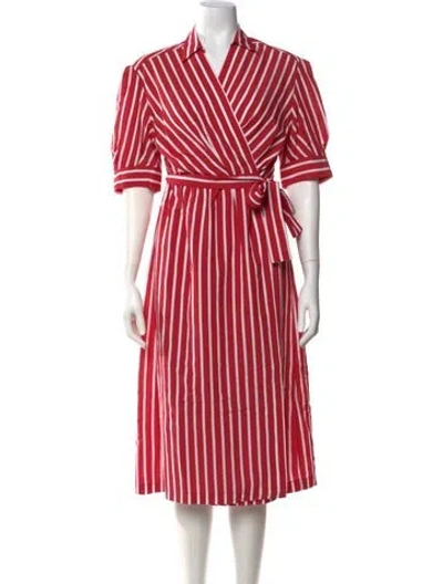 Pre-owned Sandro Striped Midi Length Dress In Red