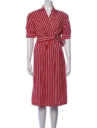 Pre-owned Sandro Striped Midi Length Dress In Red