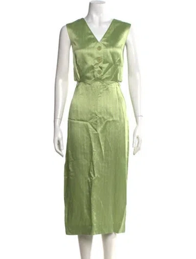 Pre-owned Sandro Striped Midi Length Dress W/ Tags