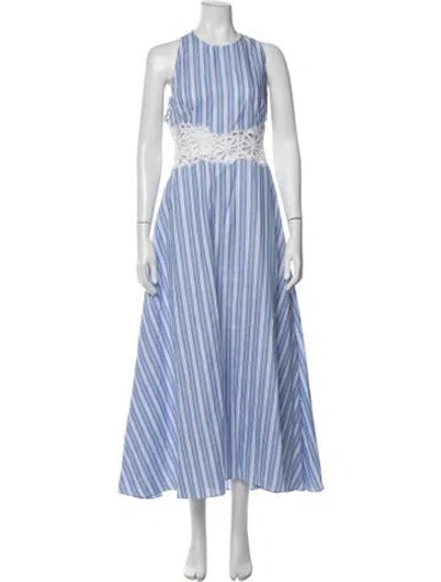 Pre-owned Sandro Striped Midi Length Dress W/ Tags In Blue