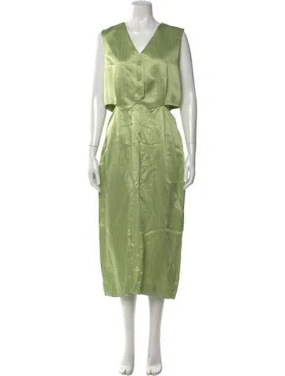 Pre-owned Sandro Striped Midi Length Dress W/ Tags In Green