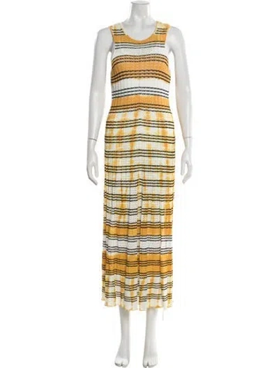 Pre-owned Sandro Striped Midi Length Dress In Yellow