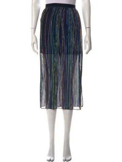 Pre-owned Sandro Striped Midi Length Skirt In Black