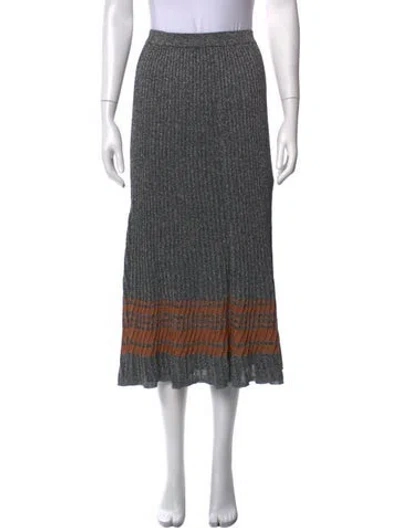 Pre-owned Sandro Striped Midi Length Skirt In Black