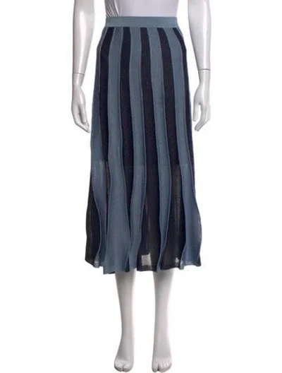 Pre-owned Sandro Striped Midi Length Skirt In Blue/metallic