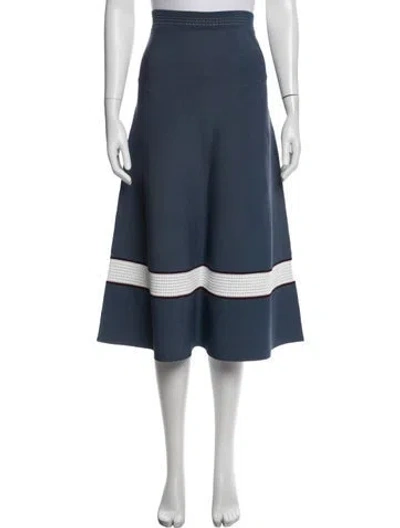 Pre-owned Sandro Striped Midi Length Skirt W/ Tags In Blue