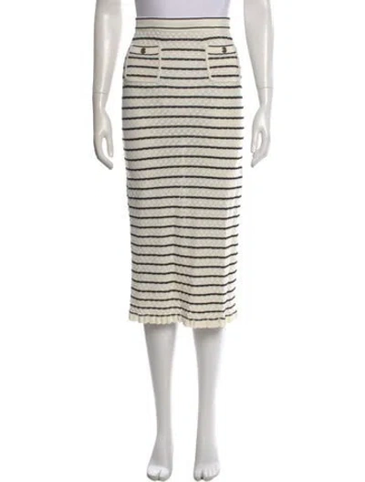 Pre-owned Sandro Striped Midi Length Skirt In White
