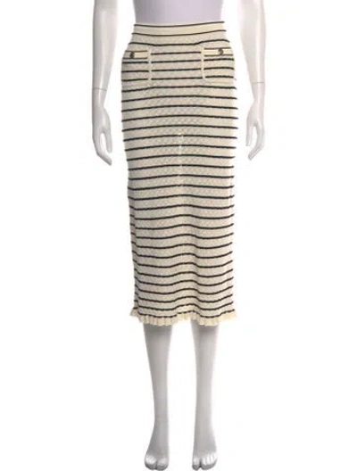 Pre-owned Sandro Striped Midi Length Skirt In White