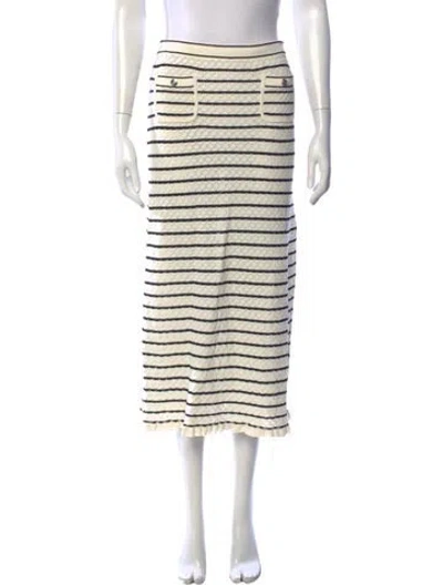 Pre-owned Sandro Striped Midi Length Skirt In White