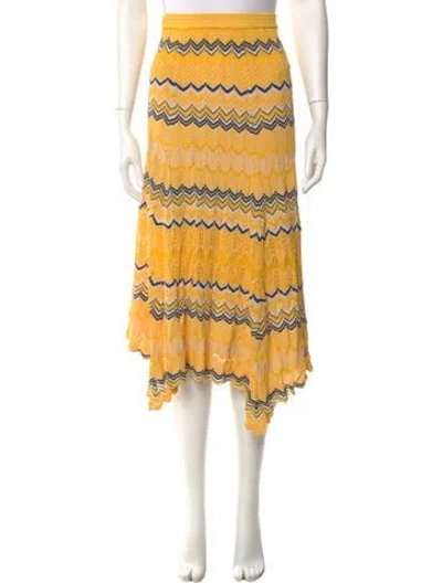 Pre-owned Sandro Striped Midi Length Skirt In Yellow