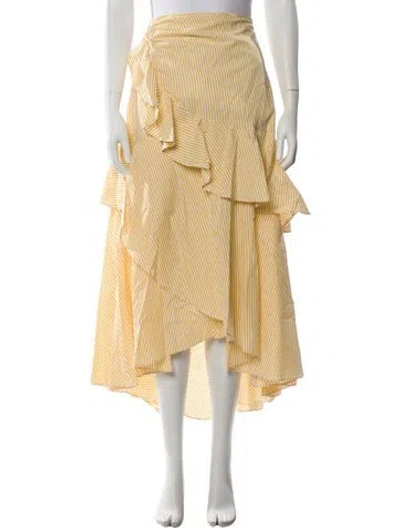 Pre-owned Sandro Striped Midi Length Skirt In Yellow