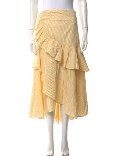 Pre-owned Sandro Striped Midi Length Skirt In Yellow
