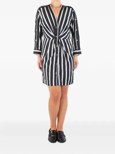 Pre-owned Sandro Striped Mini Dress In Black