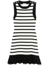 Sandro Womens Striped Sleeveless Knitted Mini Dress Naturels In Black