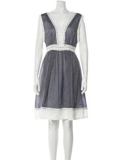 Pre-owned Sandro Striped Mini Dress In Blue
