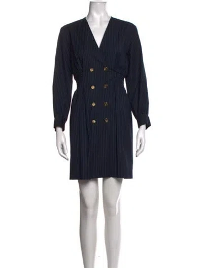 Pre-owned Sandro Striped Mini Dress In Blue