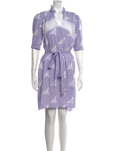 Pre-owned Sandro Striped Mini Dress In Blue
