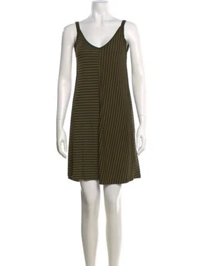 Pre-owned Sandro Striped Mini Dress In Green