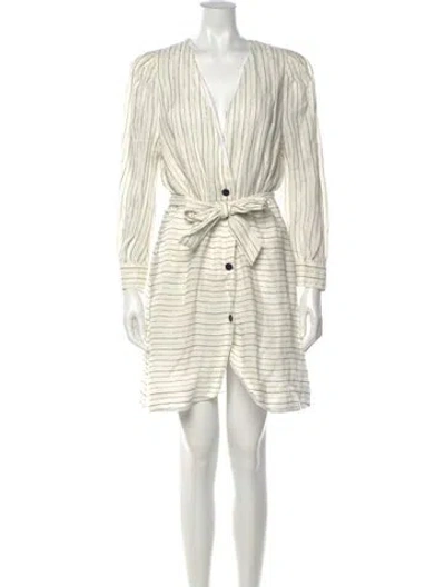 Pre-owned Sandro Striped Mini Dress In Metallic/white